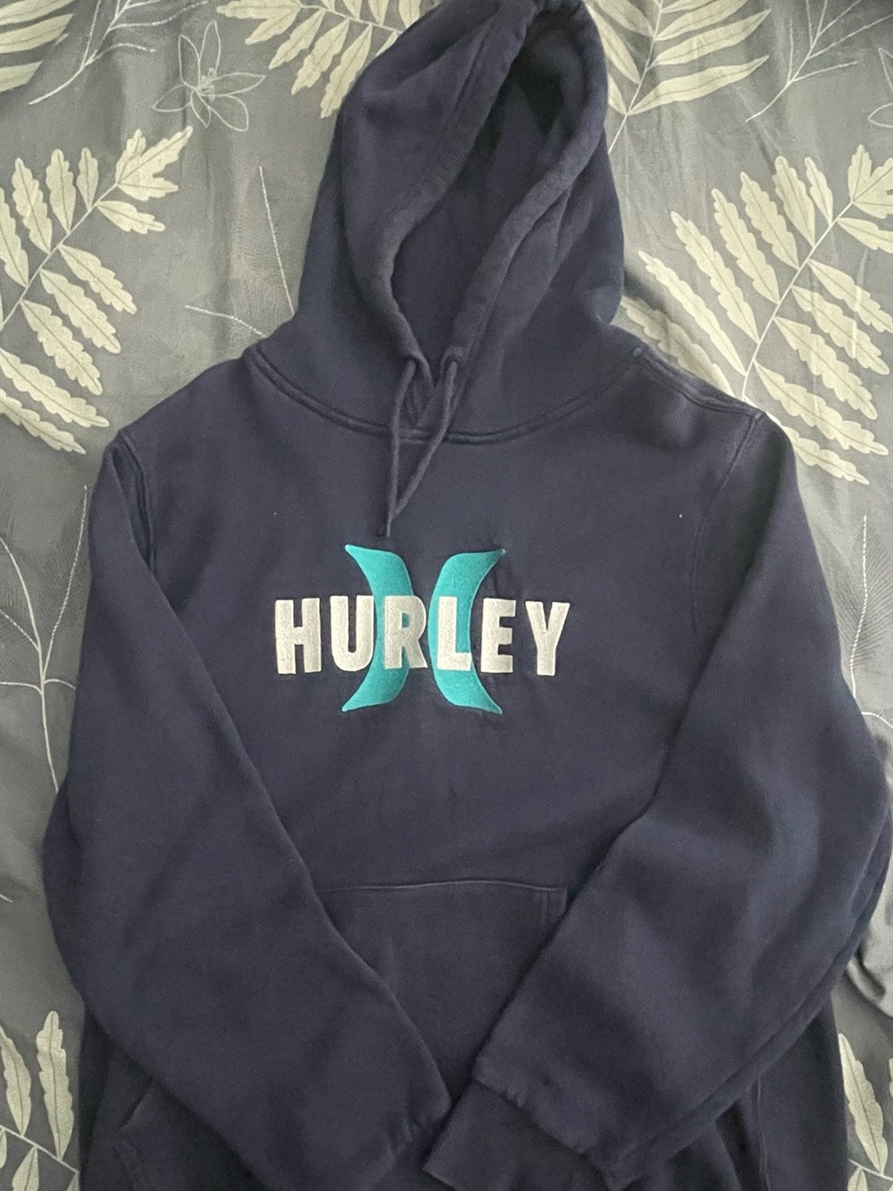 Hurley Navy Hoodie with Teal Logo